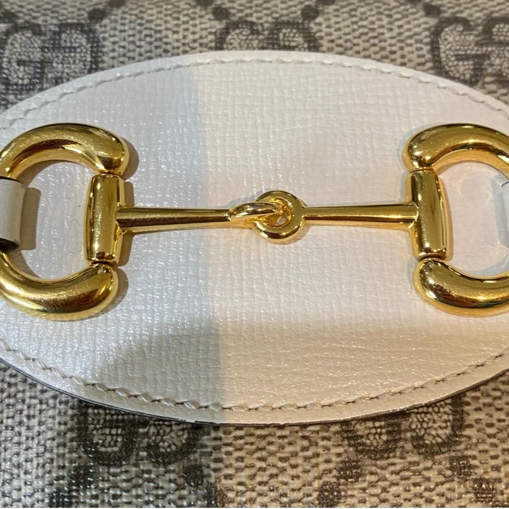 EUC Gucci Horsebit Compact Beige and Gold Zip Wallet - Picture 7 of 8
